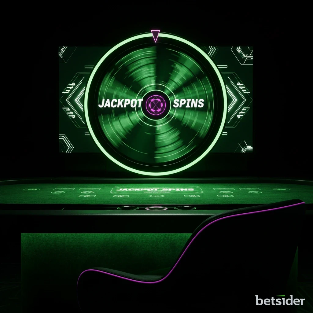 A professional and friendly live dealer standing behind a blackjack table in a modern casino studio.