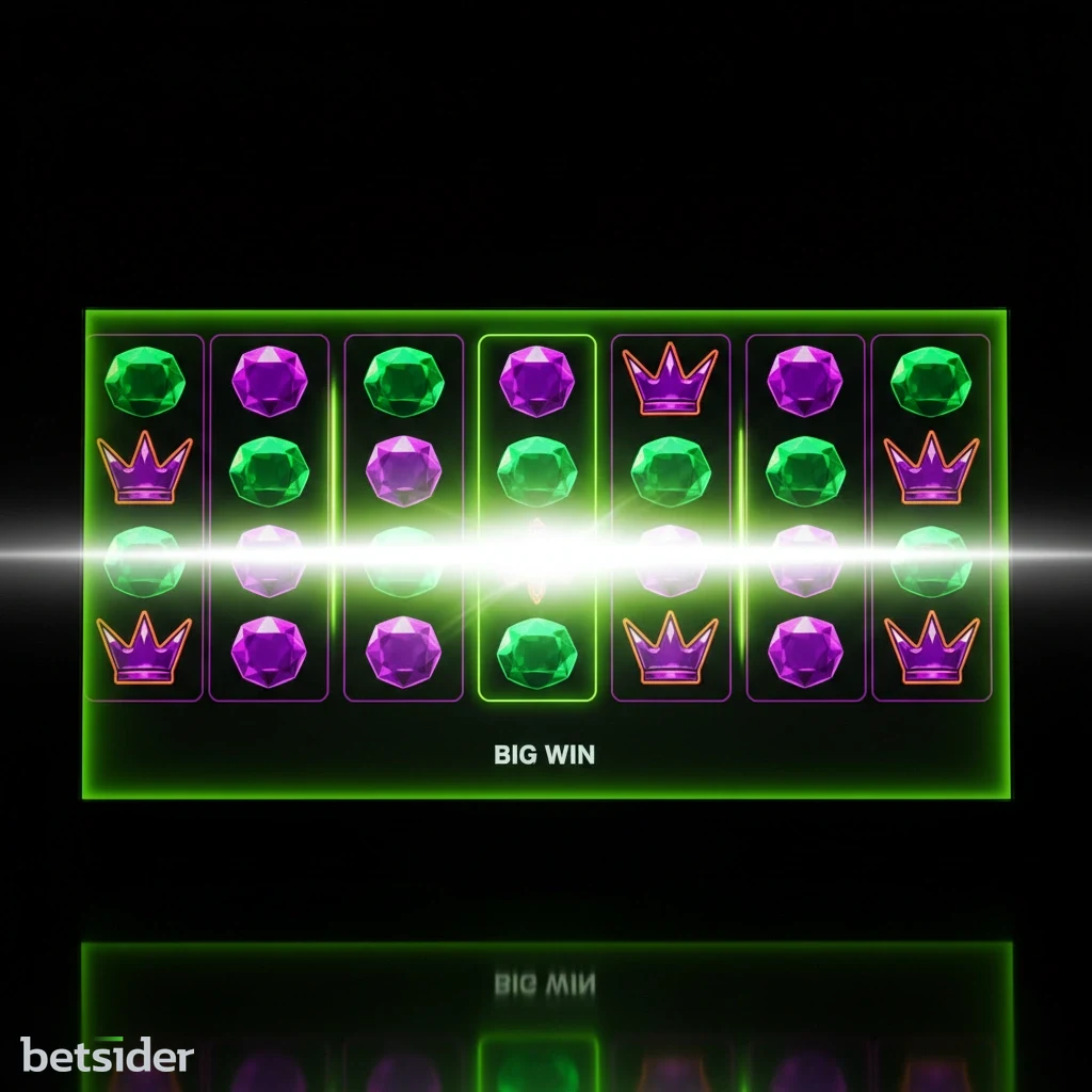 A vibrant and colourful slot machine game interface showing a winning combination of symbols.