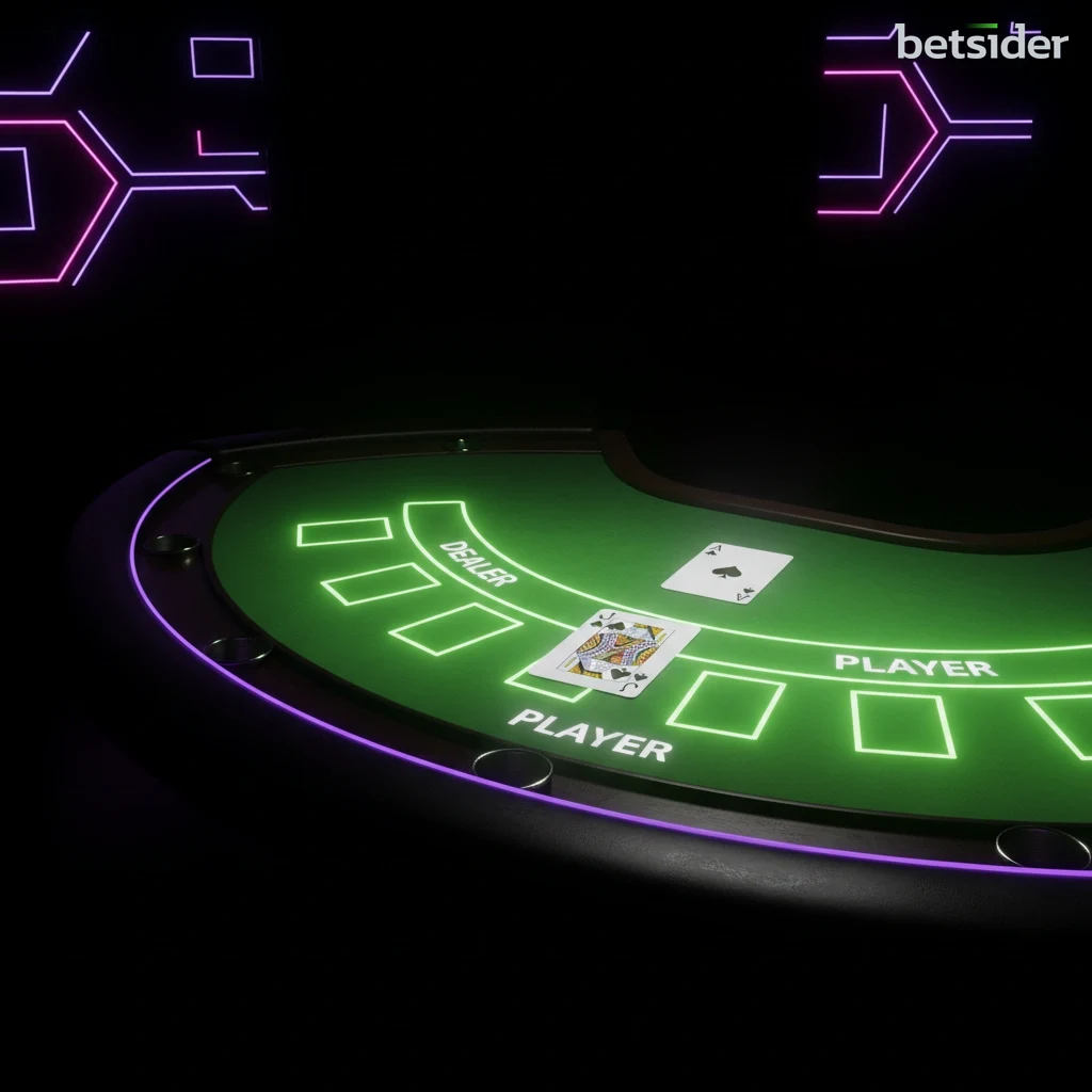 A professional live dealer smiling behind a roulette wheel in a brightly lit studio.