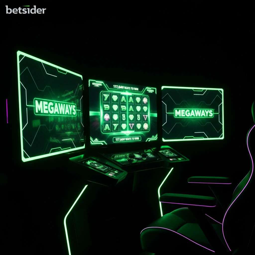A dynamic Megaways slot game screen showing thousands of potential ways to win.